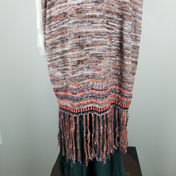 Free People Festival Lagenlook Jungle Heat Hood Tiger Fringe Cardigan Size XS - Picture 9 of 12